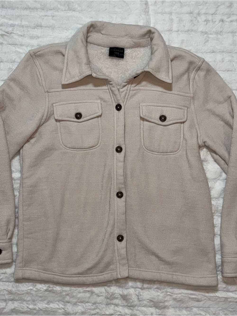 Cozy Cream Button-Up Sherpa-Lined Women's Sweater Jacket - Medium